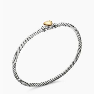 David Yurman Silver Bracelet with Gold Heart